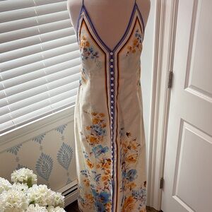 Zimmermann Floral Maxi Dress - white Blue and Orange size 4 beautiful tie back